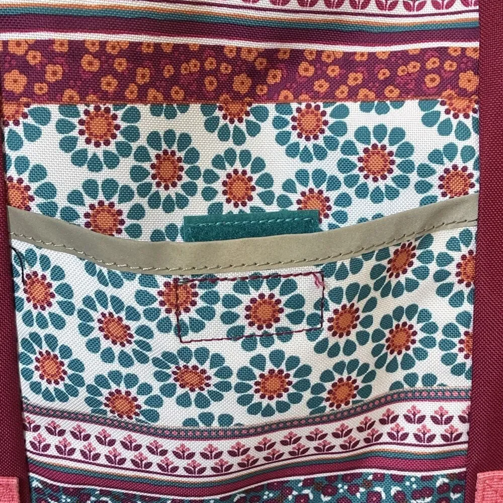 Garnet Hill Kids Floral Messenger Bag Adjustable Strap Bottle Pocket Burgundy